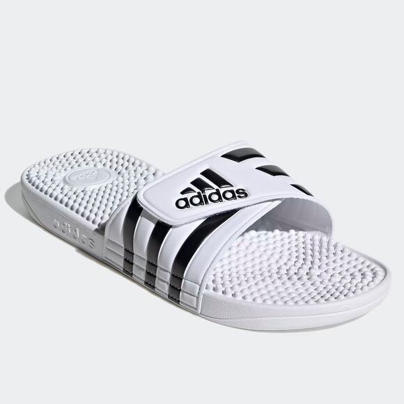 NWB Adidas Adissage Slides Sandals Cloud White Core Black Unisex Mens 6 Womens 7 - Picture 1 of 13